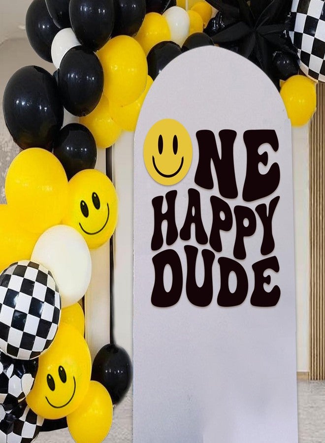 SANDOO One Happy Dude Decal - 1st Birthday Peel & Stick Decorations - Boy Smileface Stickers for Party Balloon Arch, Baby Shower Decor - Image 1